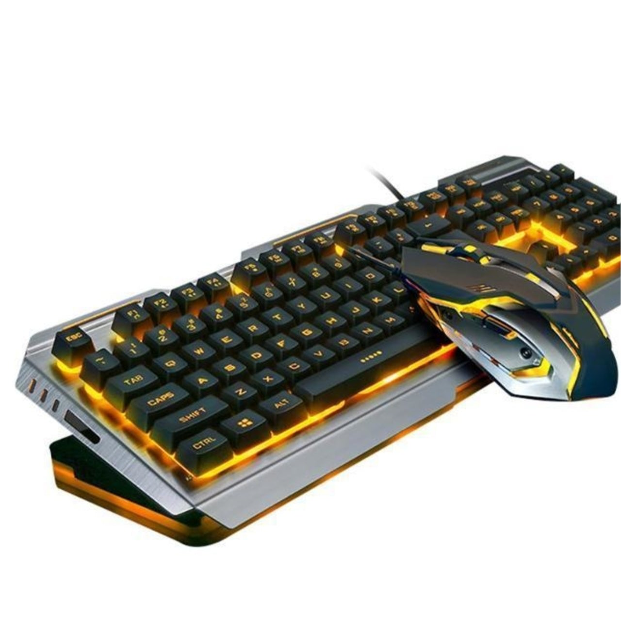 Ninja Dragons Tungsten Gold Metal Frame Gaming Keyboard and Mouse Set