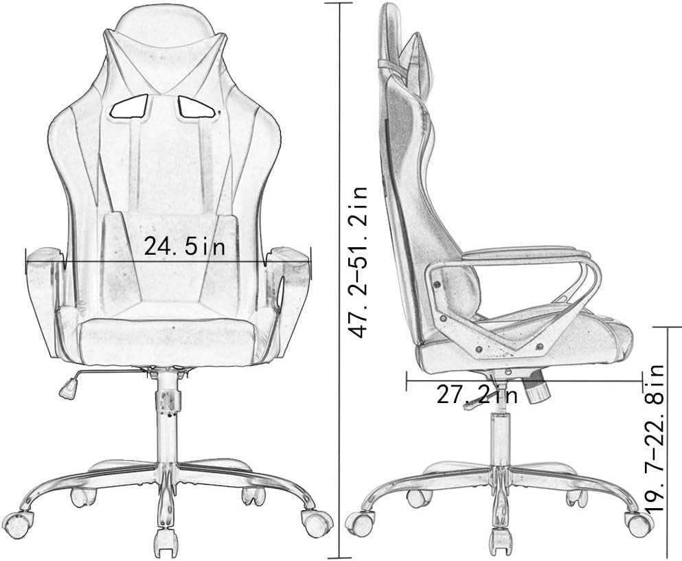 Ergonomic Gaming Chair with Lumbar Support (White)