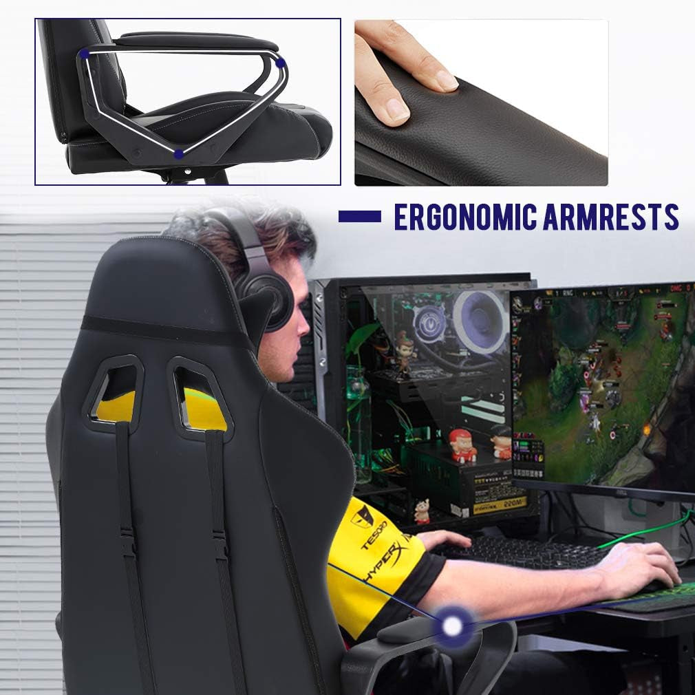 Ergonomic Gaming Chair with Lumbar Support (White)