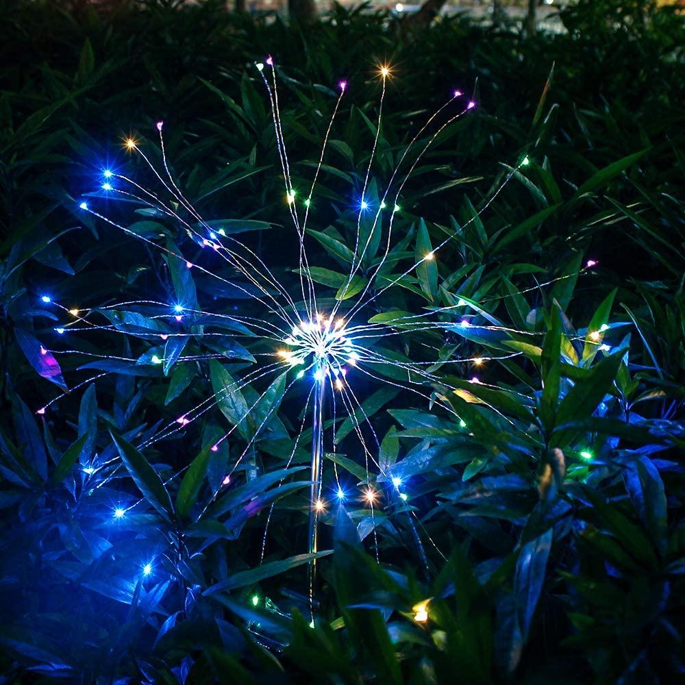 2PCS Solar Fireworks Lamps 90 LED Multi-Color Outdoor Christmas Lights