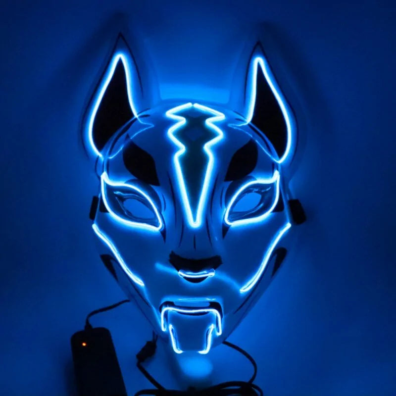 Neon LED Luminous Joker Mask with EL Wire - Halloween Carnival Costume