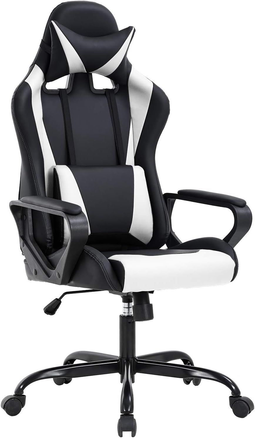 Ergonomic Gaming Chair with Lumbar Support (White)