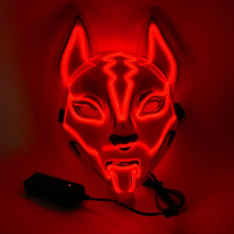 Neon LED Luminous Joker Mask with EL Wire - Halloween Carnival Costume