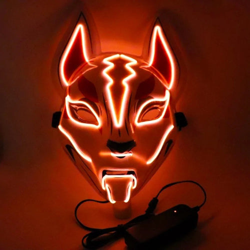 Neon LED Luminous Joker Mask with EL Wire - Halloween Carnival Costume