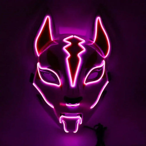 Neon LED Luminous Joker Mask with EL Wire - Halloween Carnival Costume