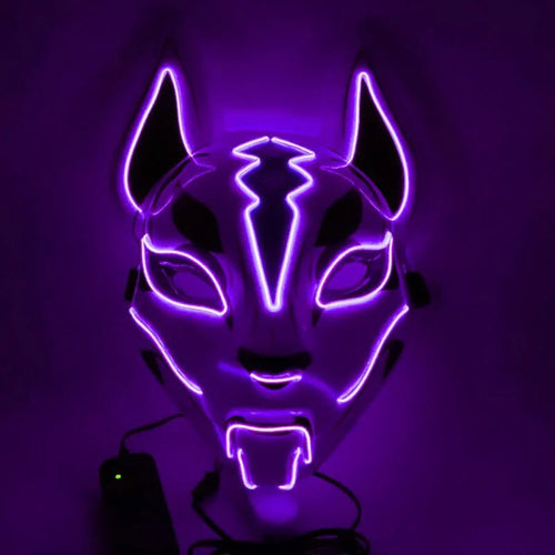 Neon LED Luminous Joker Mask with EL Wire - Halloween Carnival Costume