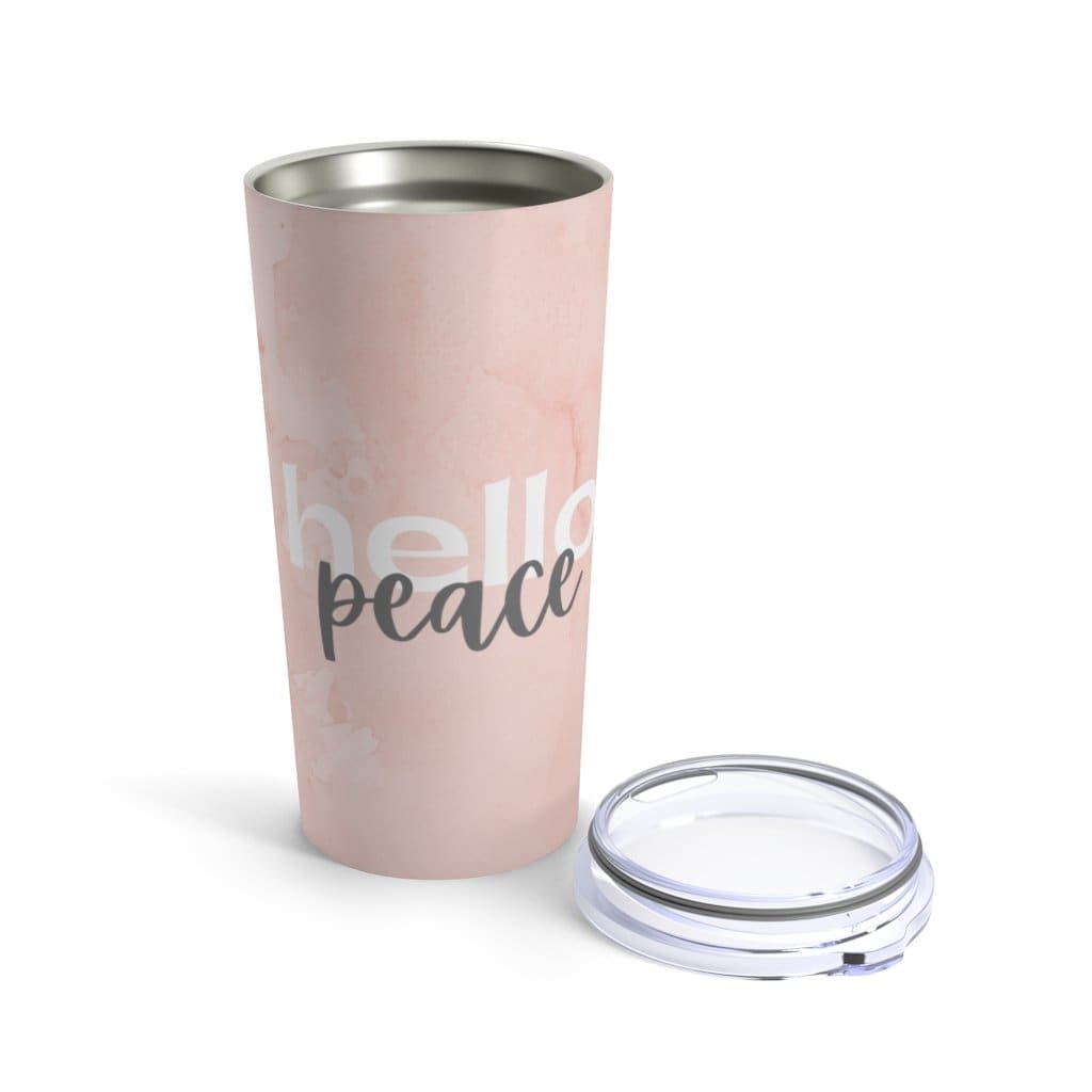 Insulated Tumbler - 20oz - Peach Marble Hello Peace - Travel Mug