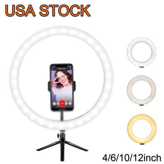 12"Ring Light LED Desktop Selfie USB LEDs Desk Camera Ringlights 3