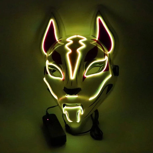 Neon LED Luminous Joker Mask with EL Wire - Halloween Carnival Costume